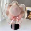 Cappello da spiaggia Donna Protezione solare estiva Cappello a rete con fiocco Cappello da sole a tesa larga Cappello da sole per vacanze al mare