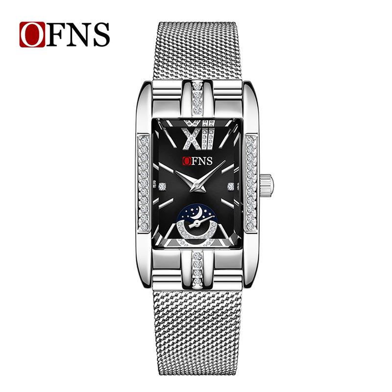 Fashion Ofns 1633 Elegant Ladies Quartz Wristwatch Water Resistant Mesh Bracelet Casual Business Watches For Woman Reloj Mujer