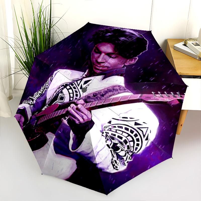 Prince's Iconic Guitar Artistry Folding Umbrella Portable Travel Gift Umbrella Three Folds