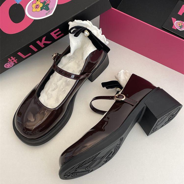 French Retro Mary Jane Shoes Women's 2025 New Autumn Round Head Thick Heel Single Shoes with Skirt Light Mouth Versatile Small Leather Shoes