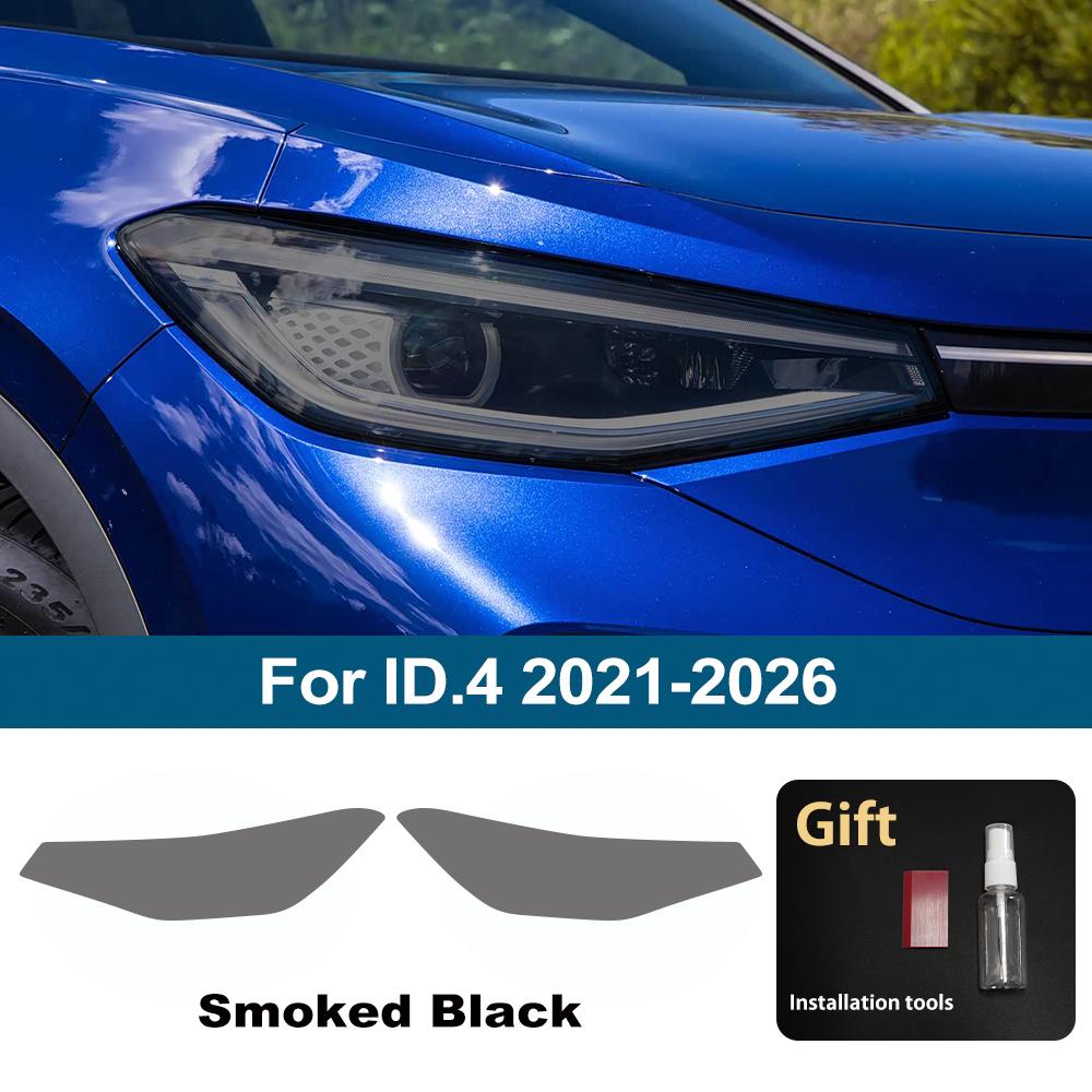 

For Volkswagen ID.4 ID.4X 2026-2026 Smoke Black Car Headlight Protective Film TPU PPF Pre Cut Anti-Scratch Headlight Vinyl Film For ID.4 21-26 SMK