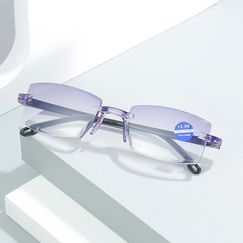 Rimless Reading Glasses Men Women Vintage Frameless Anti Blue Light Presbyopic Glasses Ultralight Farsighted Eyewear 0 To +4.0