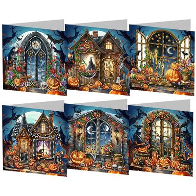 Special Shape Diamond Drawing Greeting Cards Christmas Diamond Painted Thank You Cards Halloween Embroidery Painting Card Gifts