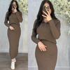 Women's European & American Autumn 2025 Knit Lapel Cardigan & Bodycon Long Skirt Set
