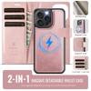 2-in-1 Magnetic Detachable Wallet Case for iPhone 16/16 Pro/16 Pro Max/16 Plus/16e - PU Leather, Card Slots, MagSafe Charging, 360° Protection