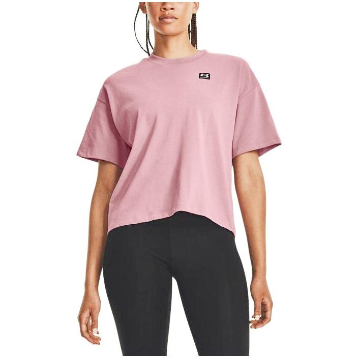 Under Armour Loose Fit Training Round Neck Short Sleeve T-Shirt With Back Logo Print Women Tops Pink 1379948-697