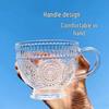 Retro Sunflower Stripe Glass Cup for Oatmeal & Milk, Large Capacity with Handle