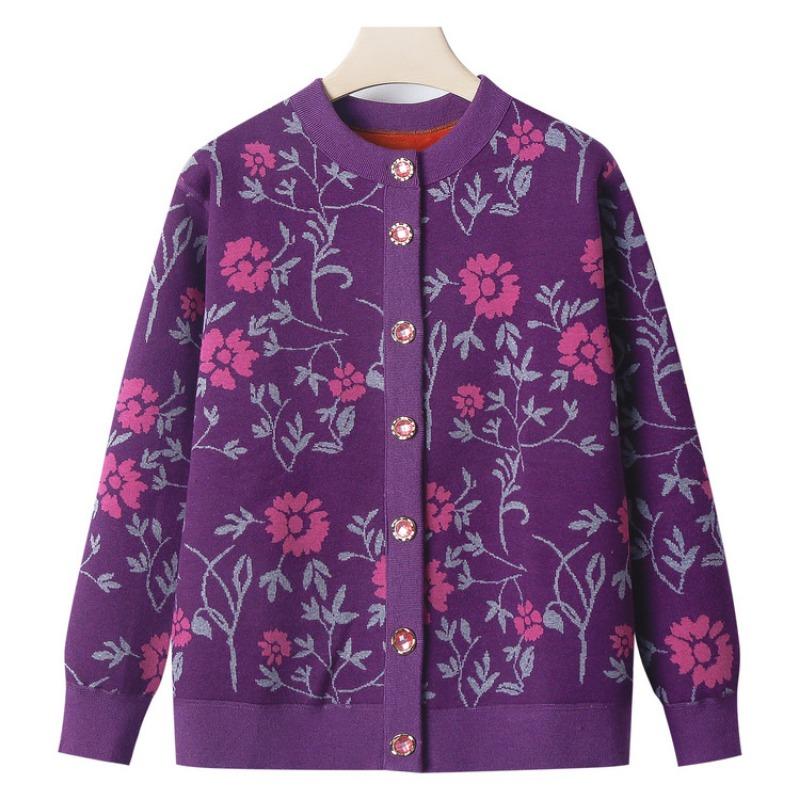 Middle-aged mother clothes old lady velvet warm grandma autumn and winter clothes color cardigan old coat