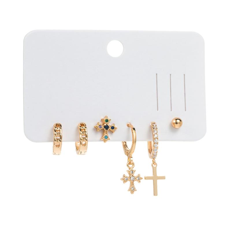 Σκουλαρίκια Γυναικεία επιχάλκινα γνήσια ένθετα επίχρυσα κοστούμια ζιρκονίου σταυρωτά ιδιοσυγκρασία ελαφριά σκουλαρίκια σταγόνας