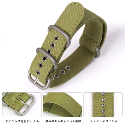 HEYOZURY Canvas Watch Band, NATO Strap, 18mm, 20mm, 22mm, 24mm, 26mm, Thick Canvas, Waterproof, Comfortable to Wear, Nylon Strap, Replacement Strap, T