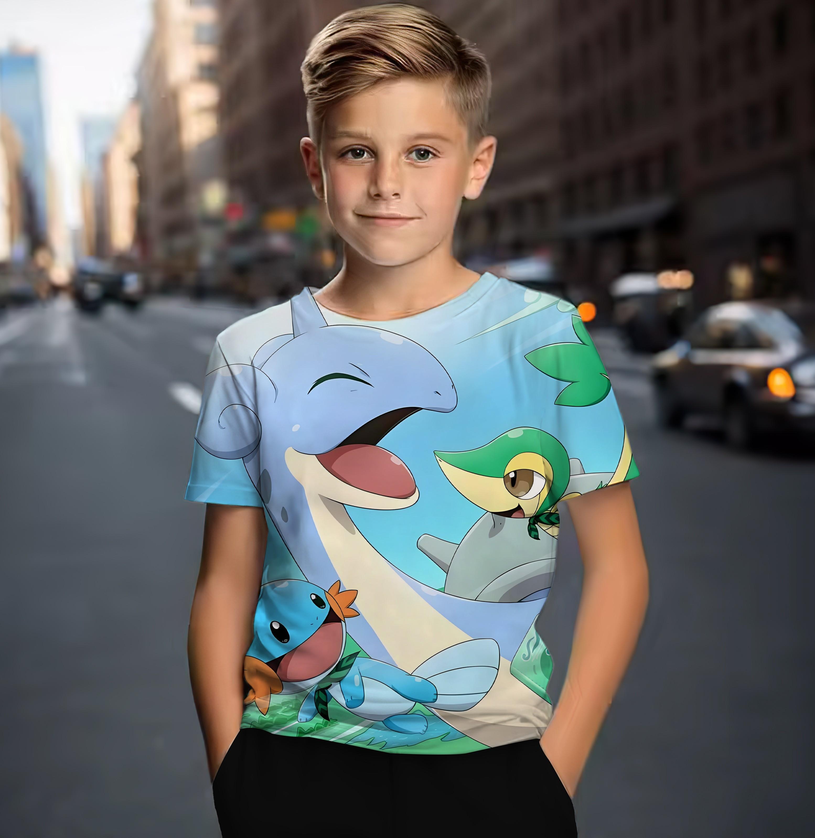 

Покемон Літня дитяча футболка 3D мультфільм друк Залізна людина прохолодний модний хлопчики дівчаток унісекс короткий рукав одяг вечірка 160