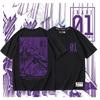 Neon Genesis Evangelion Einheit-01 Ikari 01 Lila Manga-Print Schwarzes T-Shirt 2026 Sommer Übergröße Anime Grafik-T-Shirt für Männer Frauen Unisex, Geschenk, Oberteil