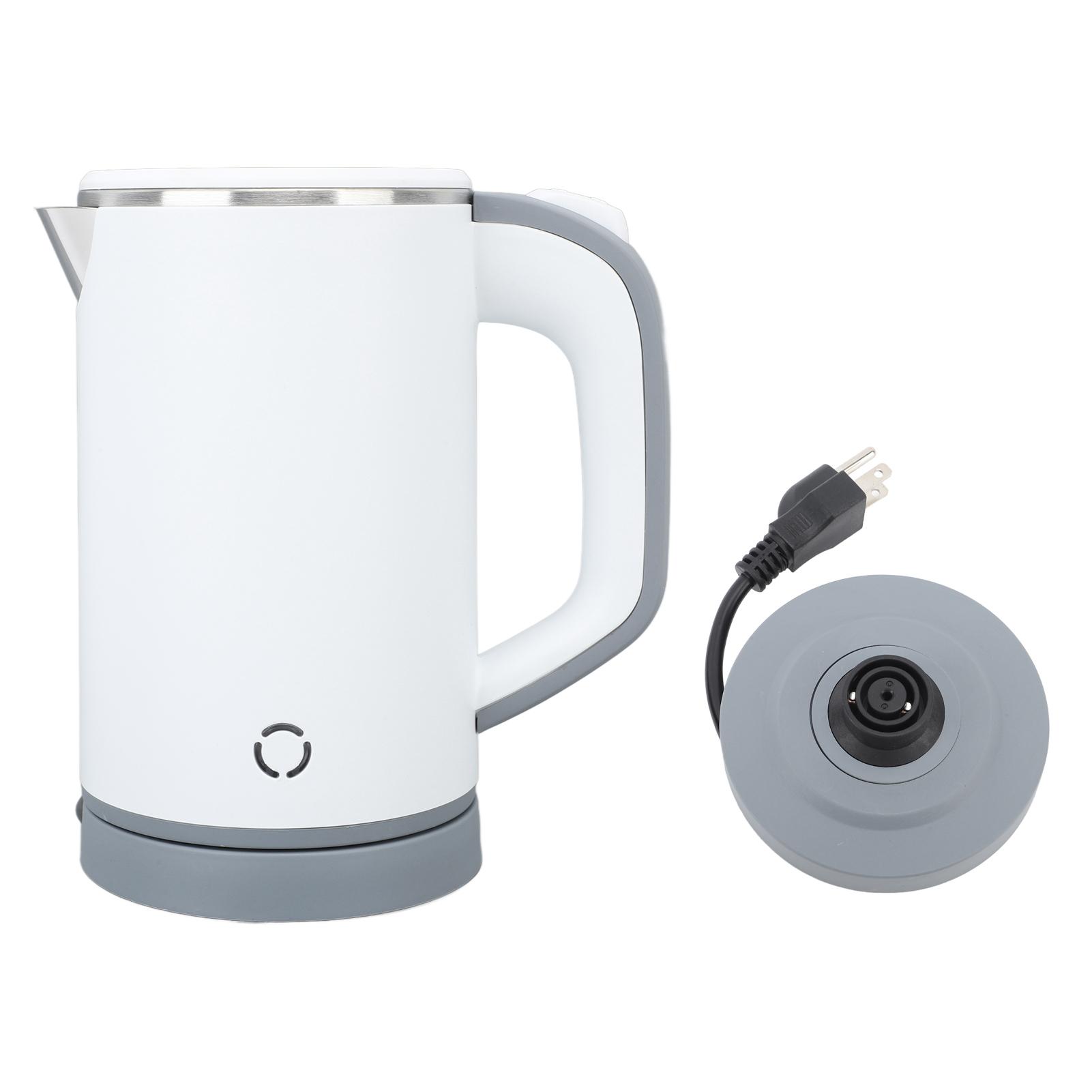 

Электрический чайник с двойными стенками из нержавеющей стали объемом 800 мл, электрический чайник, водонагреватель, черный L белый