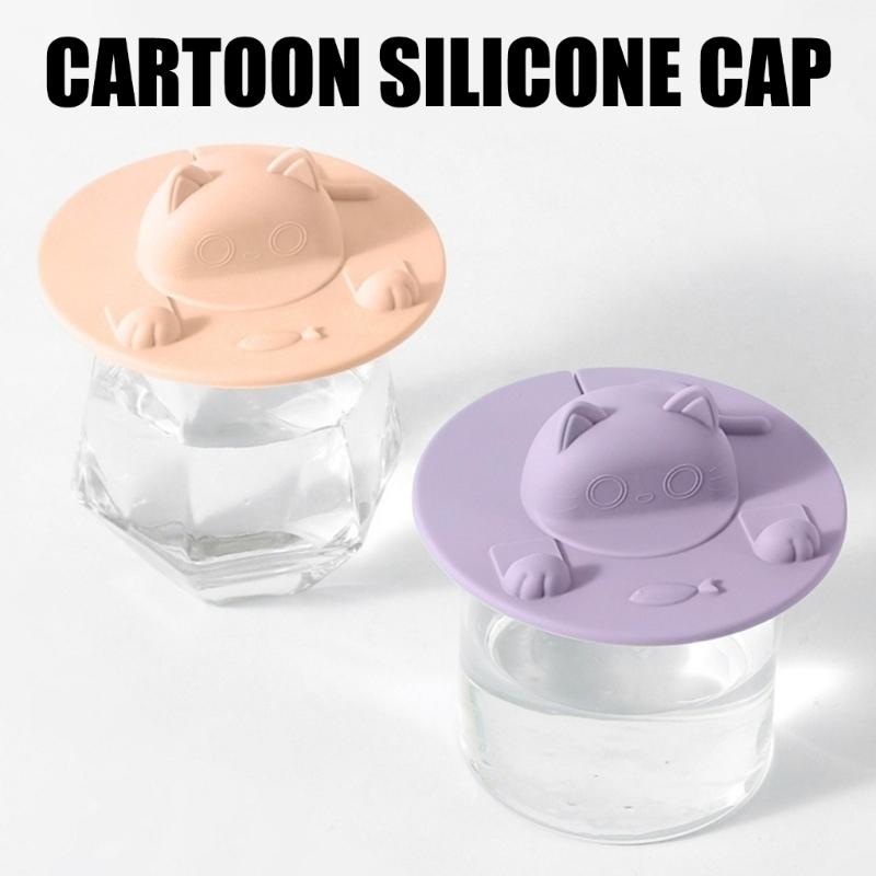 Pack Of 3/4 Cats Shape Silicone Cup Lid With Tea Bag Holders And Phone Stand Function For Hot Beverages