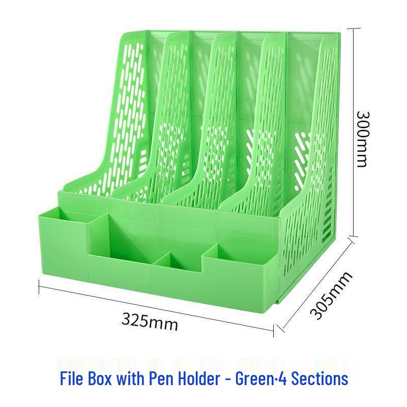 Four-Tier A4 Document Organizer with Pen Holder - Desktop File Holder Tray and Storage Rack