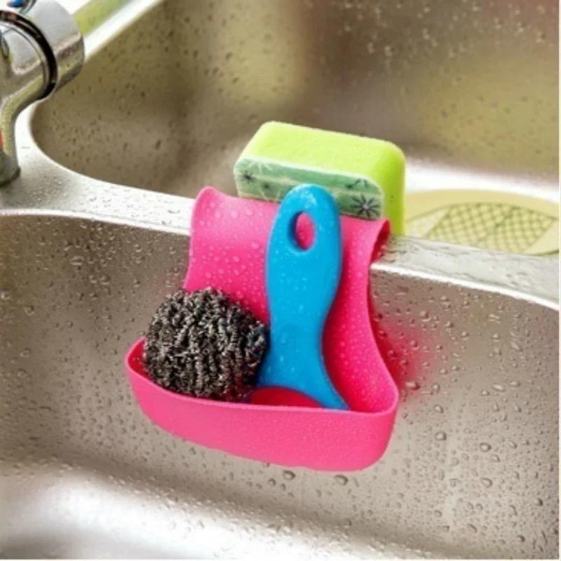 Double Sink Caddy Saddle Style Kitchen Organizer Storage Sponge Holder Rack Tool  Color  Random