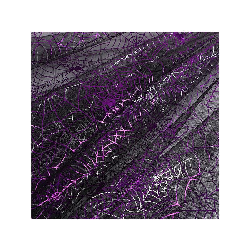 Purple Spider Web Organza Fabric for Halloween Decorations & Costumes