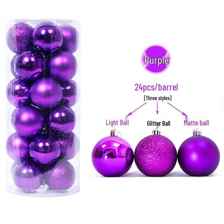 Creative 24-Piece Christmas Ball Ornament Set - Matte Pink Plastic Decorations for Holiday Gifts