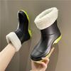 Rain shoes women's winter cotton non-slip medium tube water shoes water boots short rain boots car wash