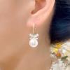 Temperament Bow Pearl Ear Buttons Light Luxury Sense of Senior Sense of Popular Earrings Temperament Hundred with The Fashionable Earrings
