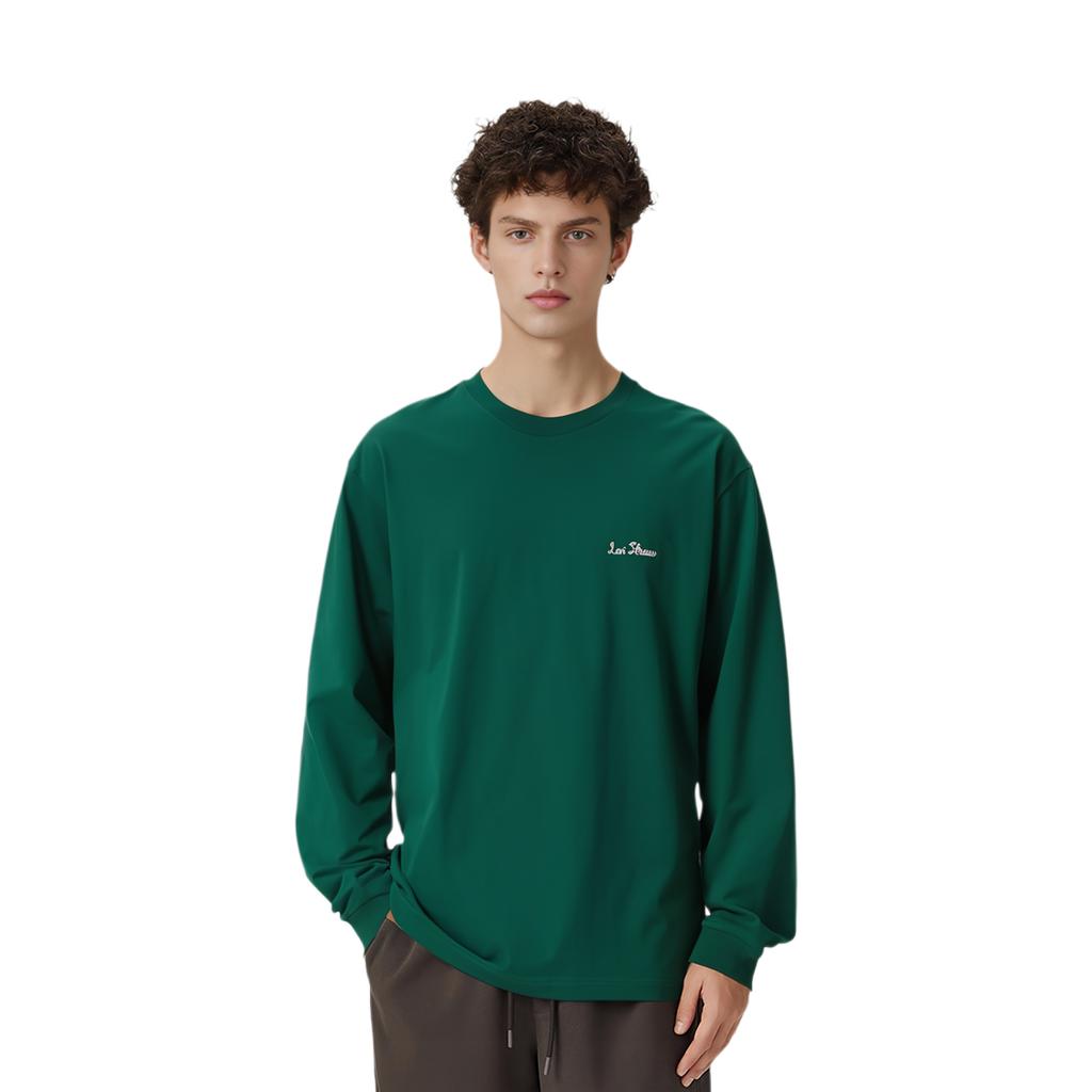 Levis Logo Print Ribbed Crew Neck Loose Long Sleeve Sweatshirt Men Sweatshirt Green 002HD-0002
