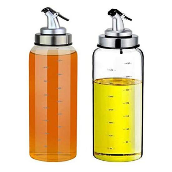 180/300/500ML Oil Glass Bottle Leak-proof High Temperature Resistant Scale Refillable Soy Sauce Vinegar Olive Oil Condiment Dispenser for Kitchen