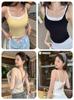 Women's Lace Strap Backless Bow Top with Built-in Bra