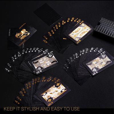 A Deck of Playing Cards 2 Styles of Plastic with Golden Laminate Washable Creative Black and Gold Water Repellent Magic Cards