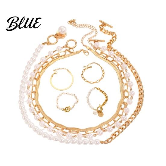 OT Buckle Chain Bracelet 1 Set Necklace Cuban Chains Long-lasting