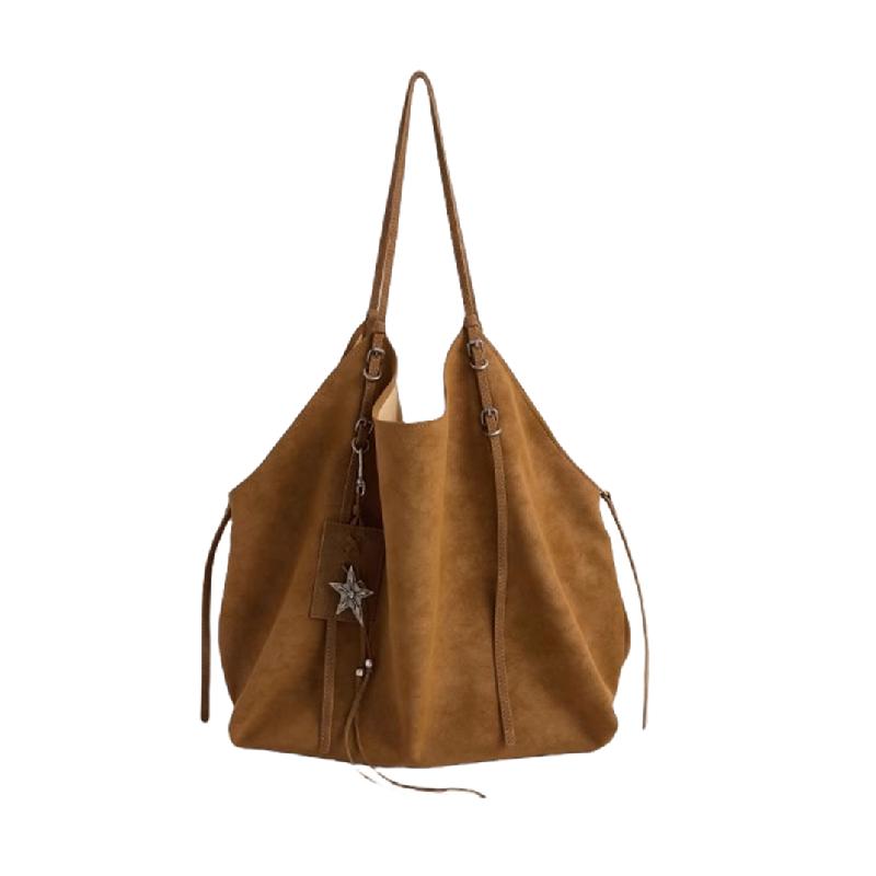 Large Capacity Matte Shoulder Bag for Women Solid Simple Color Casual Bags Retro Bag