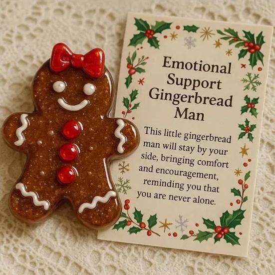 Emotional Support Gingerbread Men Acrylic Gingerbread Pocket Hugs with Positive Card Long Distance Keepsake Encouragement Gift for Her Him