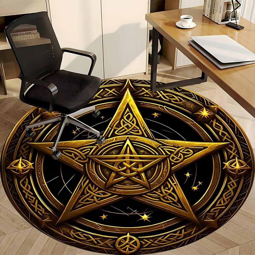 1pc Star Circle Office Round Area Rug, Under Office Chairs Bedroom Living Room Home Decor, Room Deco, Available in Various Sizes