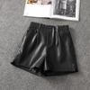 High-Waisted Women's PU Leather A-Line Shorts, Versatile Bootcut Wide-Leg Pants, Plus Size, 2025 Autumn/Winter Fashion