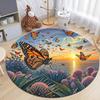 Dense Floral Butterfly Round Soft Non-Slip Art Rug Bohemian Living Room Minimalist Decor Rug