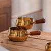 Stainless Steel Pouring Cups With Wooden Handle Stackable Dip Saucers For Heating Butter And Preparing Coffee