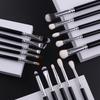 Private Label Glitter Black Wooden Handle 15-Piece Natural Hair Eye Blending Shade Concealer Brow Liner Brushes Set
