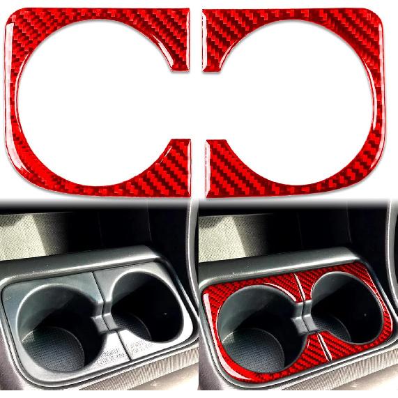 

Car Center Console Gear Shift Decoration Panel Cover Decal Interior Trim Premium Sticker Real Quality Soft Carbon Fiber Inner Accessories Compatible Red