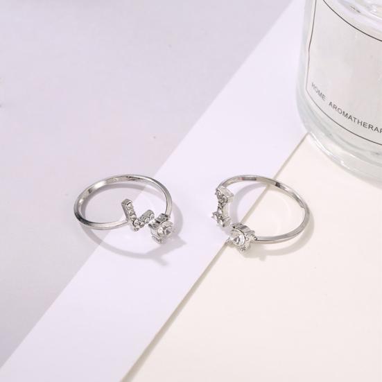 Adjustable A To Z Alphabet Open Ring Couple Wedding Band Jewelry Accessory Gift