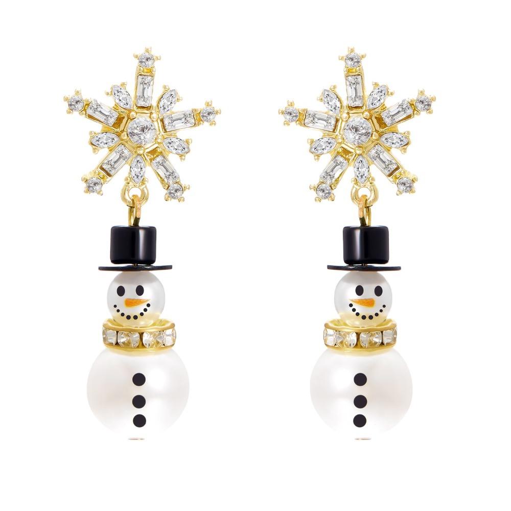 Snowflake Snowman Earrings Pearl Xmas Dangle Earrings Exquisite Christmas Earrings  Women
