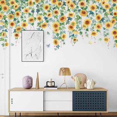 Sunflower Vine Wall Stickers For Bedroom Living Room Decor Sofa Pvc Sticker