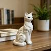 3D Printed Sitting Cat Figurine Ornament Baroque Carving Kitten Statue Sculpture Home Office Decoration Ornament Gift for Cat Lovers