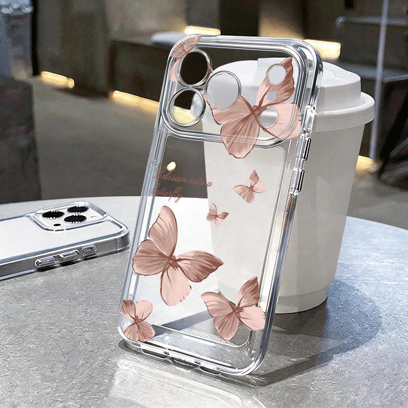 Shockproof Clear TPU Case For iPhone 17 16 Pro 15 14 13 12 Pro Max 11 Transparent Soft Silicone Butterfly Pattern Phone Cover