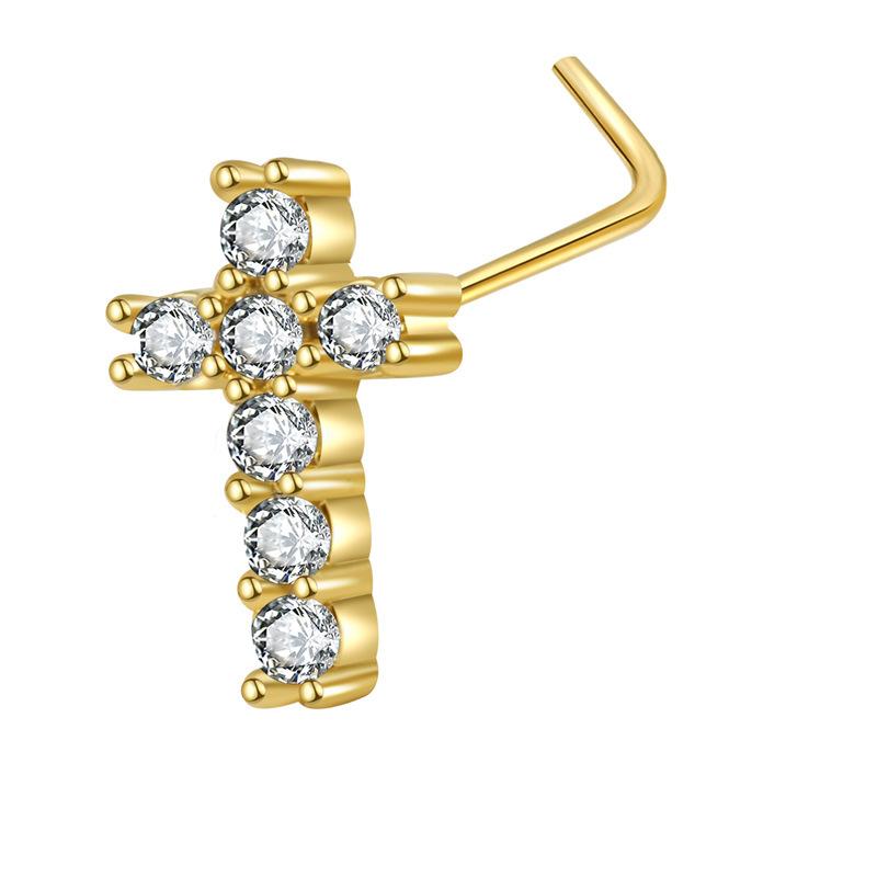L Needle Curved Hook Thin Rod Nose Stud Zircon Devil Eye Love Nose Puncture Jewelry Nose Ring