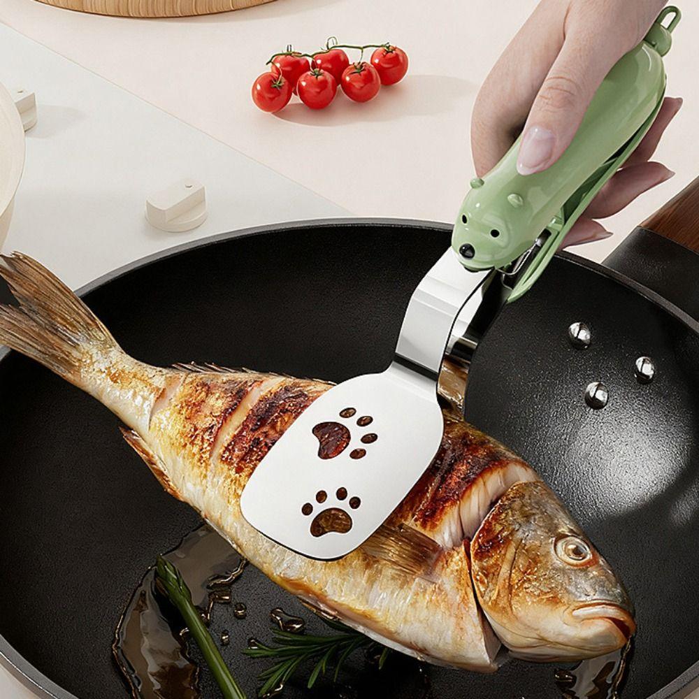 Anti-scald Steak Spatula Tongs 2in1 Steak Flipping Clip Pancake Barbecue Spatula  Cooking Tools