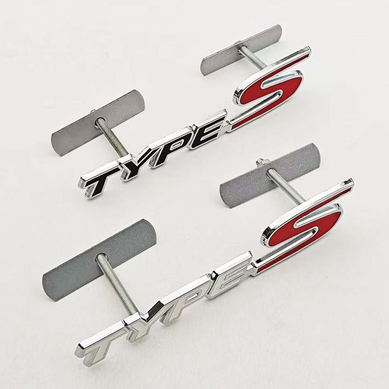AAALZ1 3D Metal Type S Logo Front Grill Car Emblem Rear Trunk Badge Sticker Decal For Honda Civic Types CRV HRV Accord Fit Accessories