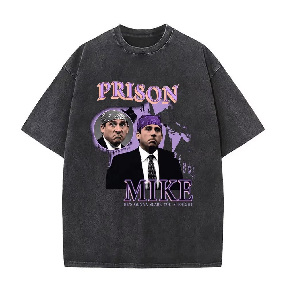 The Office Dunder Mifflin Dwight Washed T-shirt Tv Show Scranton The Electric City T Shirts Mens Gothic Rock Vintage T-Shirts