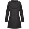 Wollmantel für Damen im europäischen und amerikanischen Stil mit Kapuze und schrägem Reißverschluss – dicker, warmer, mittellanger Windbreaker
