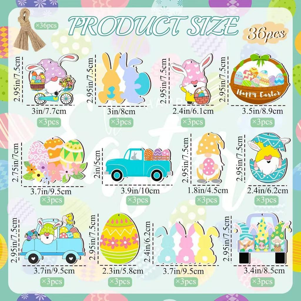 Easter Wooden Ornaments Rabbit Hanging Decoration Farmhouse Easter Tree Decoration Supplies for Party Decoration