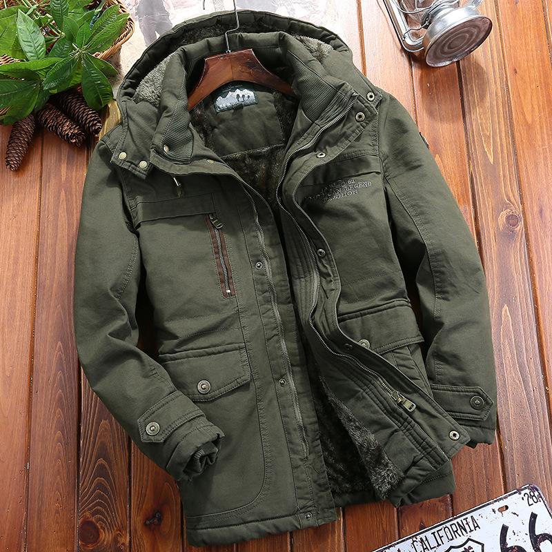 Fleece and Thicker Winter Loose and Casual Middle-aged Multi-pocket Padded Jacket, Cold-resistant Padded Jacket
