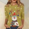 3/4 Sleeve Shirts For Women Print Christmas Tees Blouses Casual Plus Size Basic Tops Pullover